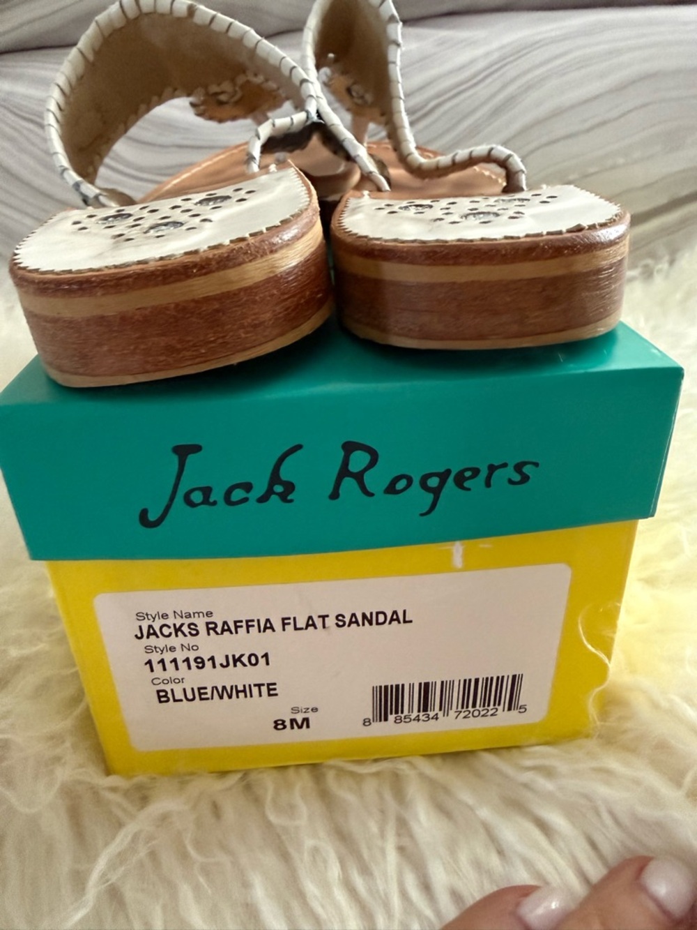 Jack Rogers Turquoise and Gold Leather Sandals. Sz 8 M - Picture 5 of 6